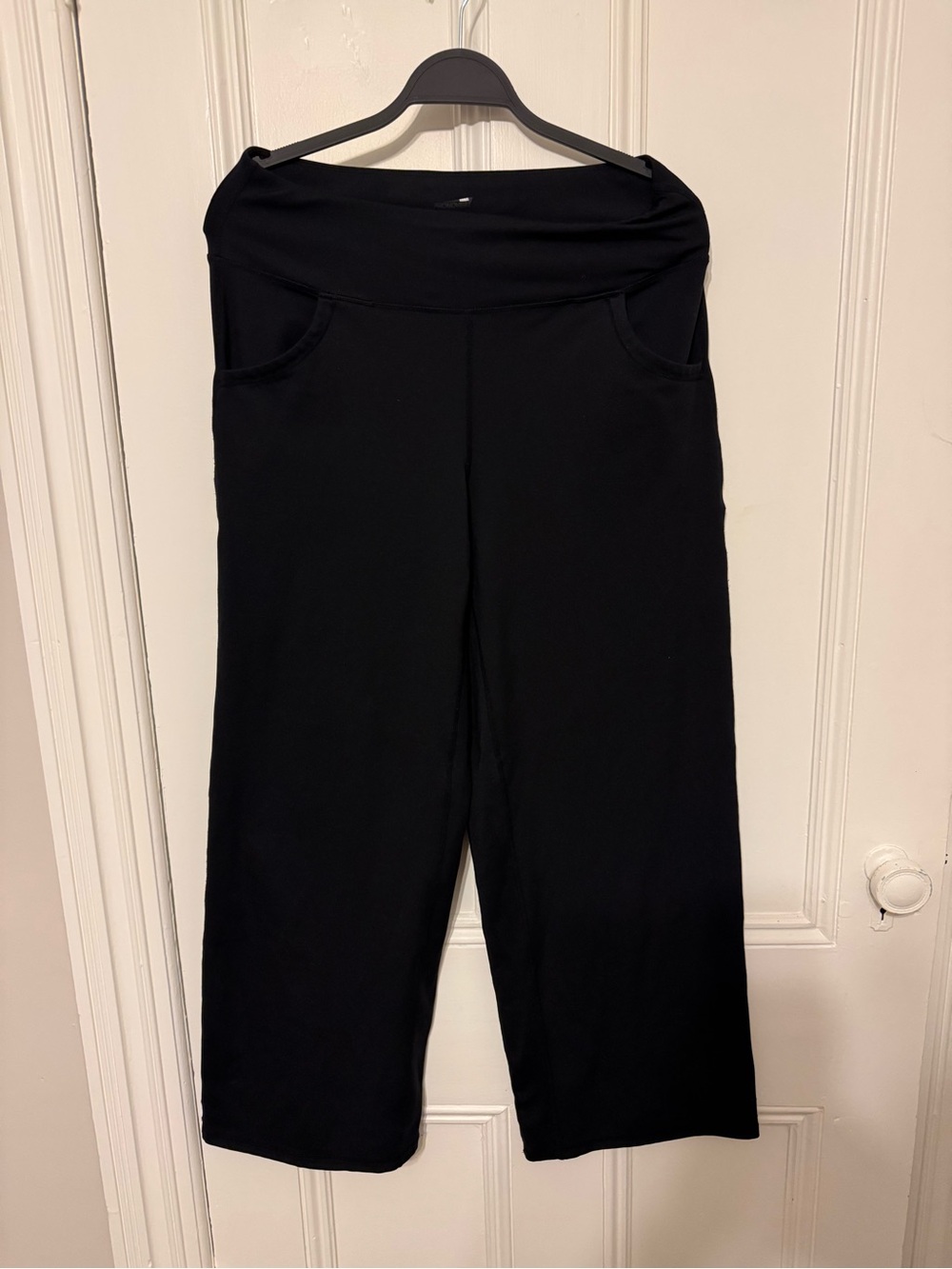 Black Wide-Leg Women’s Pants with Fold-Over Waist